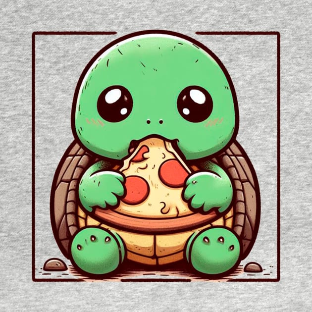 Pizza-Loving Baby Turtle by Lovely Animals